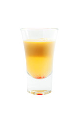 sliced shot cocktail isolated on white background