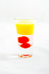 sliced shot cocktail isolated on white background