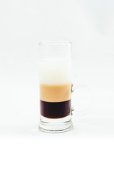 sliced shot cocktail isolated on white background