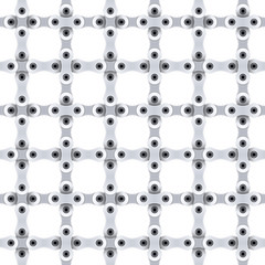 Vector seamless pattern of gray metal bicycle chain