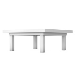White Table. 3D render isolated on white. Platform or Stand Illustration. Template for Object Presentation.
