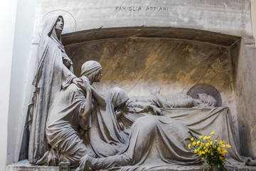 GENOA, ITALY, MAY 26, 2014 - Tomb of the Appiani family, monumental cemetery of Genoa, Italy,...