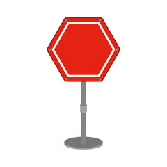 hexagon road sign red icon vector illustration