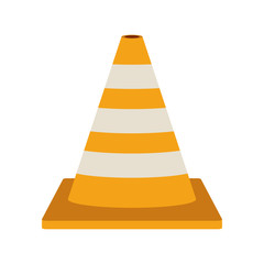 striped traffic cone flat icon vector illustration