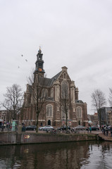 Westerkerk on the canal side of Amsterdam