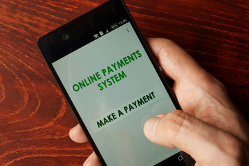 Online payments system on a screen of a smartphone.