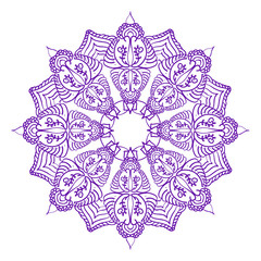 Mandala ornament. Round template. Decorative element  can be used for greeting card, wedding invitation. Doodle emblem.