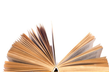 Open book, hardback bookson bright colorful background.