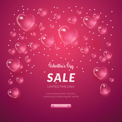 St. Valentine's day background with many bubble hearts.