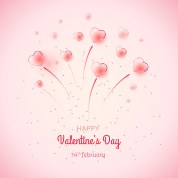 St. Valentine's day background with many bubble hearts