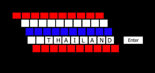 Thailand Flag sign on keyboard button with Thailand and Enter text.
