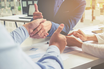 Teamwork Join Hands Support Together Concept. Business Team Coworker Brainstorming and Meeting....