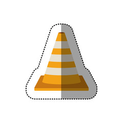 dotted sticker striped traffic cone vector illustration