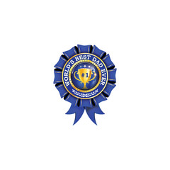 World's best dad ever - printable award ribbon, button, icon, label with champions cup. Print colors used
