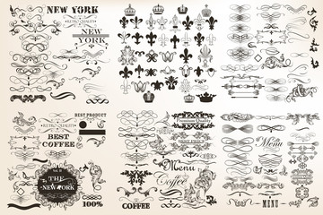 Collection or set of vector vintage flourishes for design in ant - 134101587