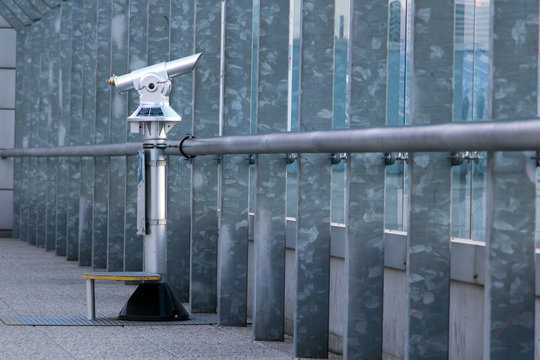 Coin Operated Telescope On The Observation Deck At The Airport