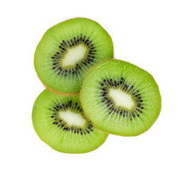 Fototapeta na wymiar Slice of fresh kiwi fruit isolated on white background
