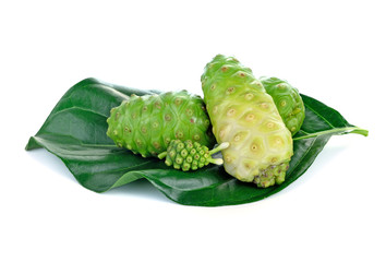 Noni fruits on white isolated background