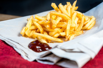 Golden French fries potatoes ready to be eaten