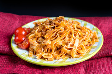 tasty pasta-Italian meat sauce pasta on the table