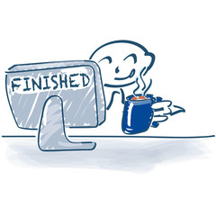 Strichmännchen am Computer und die Arbeit is finished