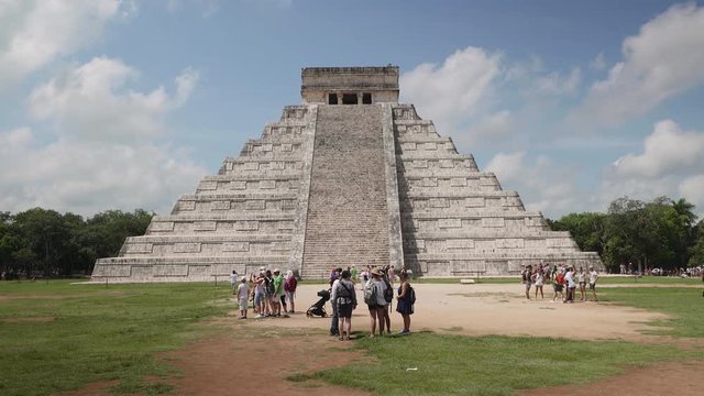 Chichen Itza,Maya pyramid. Historical ruins of ancient civilization of Maya, El Castillo (Temple of Kukulcan), a Mesoamerican step-pyramid, Chichen Itza. UNESCO World Heritage, Oct.2016.
