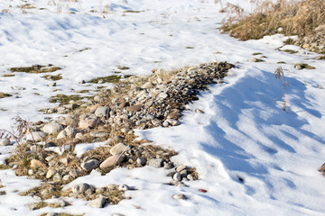 Snow on the rocks