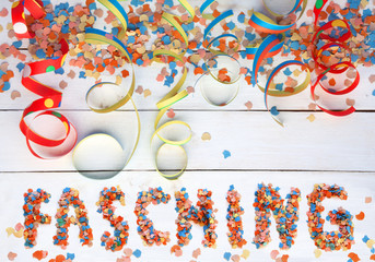 Carnival background with text and streamers