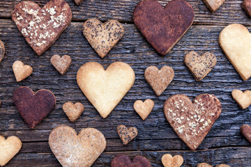 Fototapeta premium Delicious heart shaped cookies baked with love