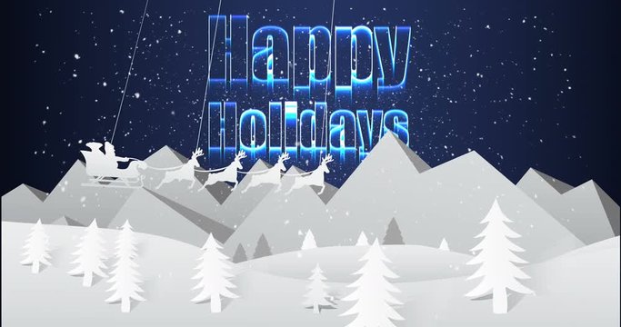 Illustration of christmas greeting with happy holidays message