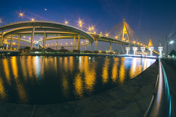 Fototapeta na wymiar Bhumibol Bridge at Bangkok, Thailand (The Industrial Ring Road B