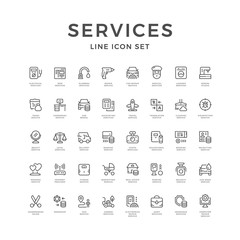Set line icons of service