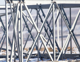 metal structure in the snow in the winter