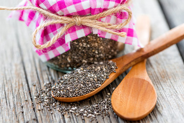 Chia Samen (Salvia hispanica) Nahaufnahme
