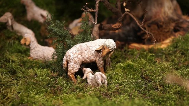 ewe with lamb that takes the milk of an animated crib