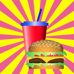 fast food, burger and drink