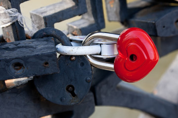 Red heart shaped lock