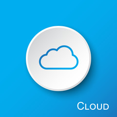 Cloud button on blue gradient background