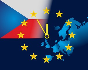EU and  flag of the Czech Republic  - five minutes to twelve