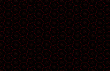 Abstract dark geometric pattern of prisms. Geometry grid texture. Prism flower figures background. Black brown green blue red maroon orange yellow gold and violet pink toned