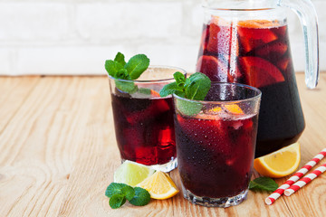 Red Sangria with fuits