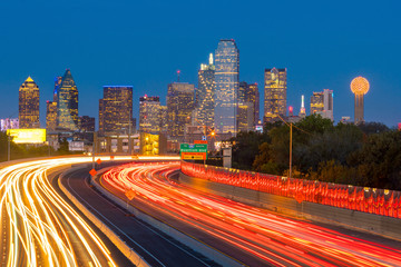 Fototapeta na wymiar Dallas downtown skyline at twilight, Texas