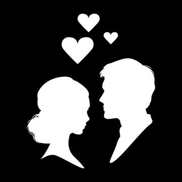 Silhouette of couple in love. Vector illustration EPS 10