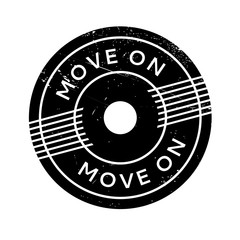Move On rubber stamp. Grunge design with dust scratches. Effects can be easily removed for a clean, crisp look. Color is easily changed.