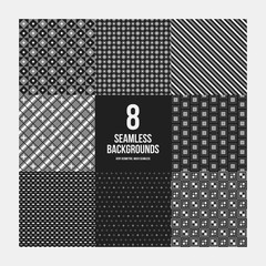 Set of 8 simple geometric patterns. Useful for textile design and wrapping.