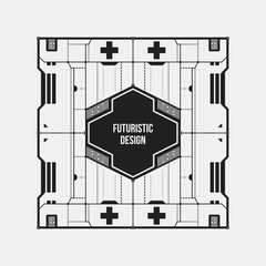 Abstract futuristic design element template. Useful for science posters and hi-tech media. Isolated on white background.