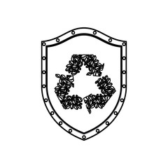 silhouette shield with with recycled symbol vector illustration