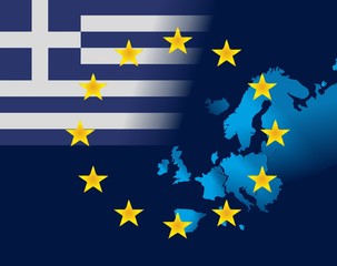 EU and national flag of Greece