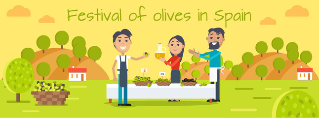 Festival of Olives in Spain Flat Vector Concept