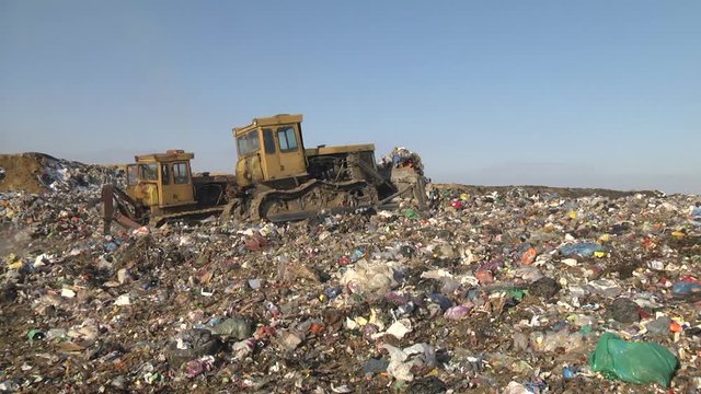 Mountain Of Garbage Waste Plastic Bottles Packages Of Rotting Food